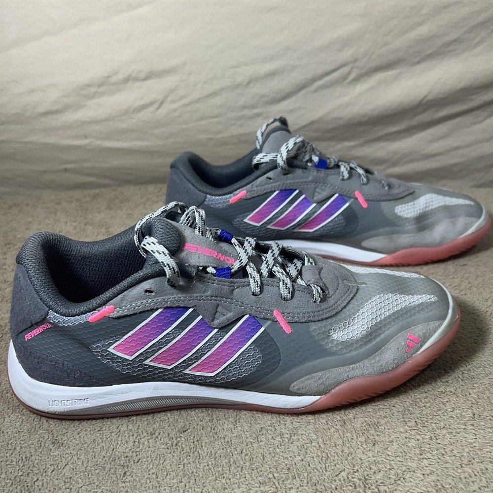 Adidas Fevernova IC Indoor Soccer Shoes Grey Pink IG3148 Mens 7 Womens 8